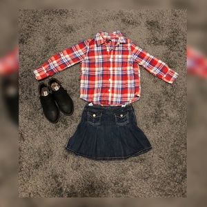 Set of Baby Gap plaid shirt & Gymboree denim skirt